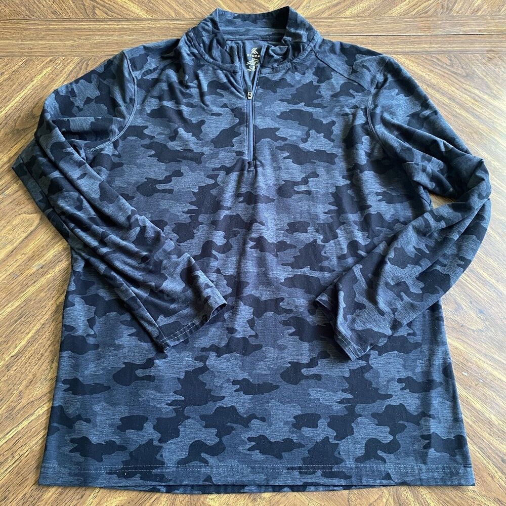 Kyodan Womens Black Camo Polyester/Spandex 1/4 Zip Pullover Baselayer XL